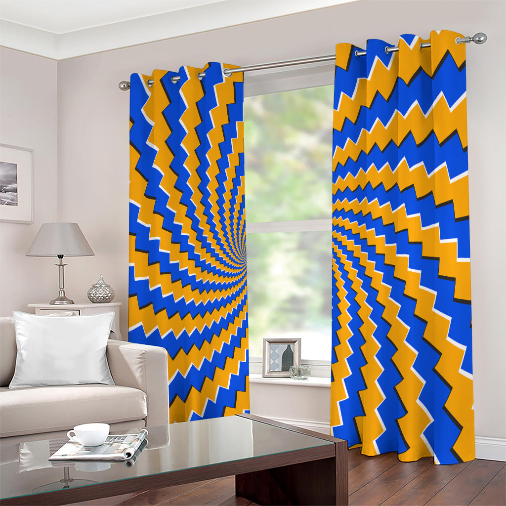 Yellow Spiral Moving Optical Illusion Extra Wide Grommet Curtains