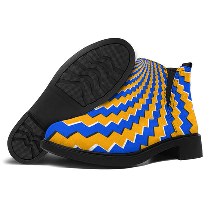 Yellow Spiral Moving Optical Illusion Flat Ankle Boots