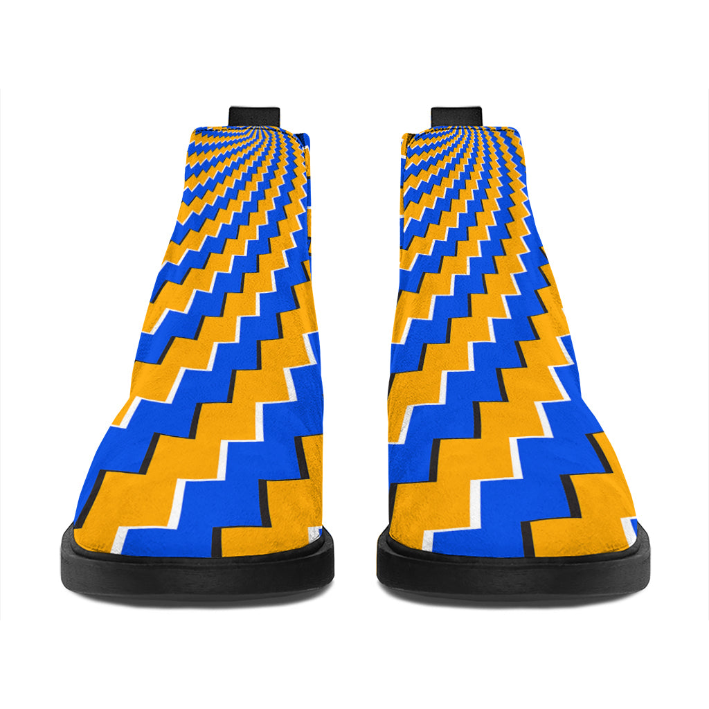 Yellow Spiral Moving Optical Illusion Flat Ankle Boots