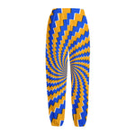 Yellow Spiral Moving Optical Illusion Fleece Lined Knit Pants