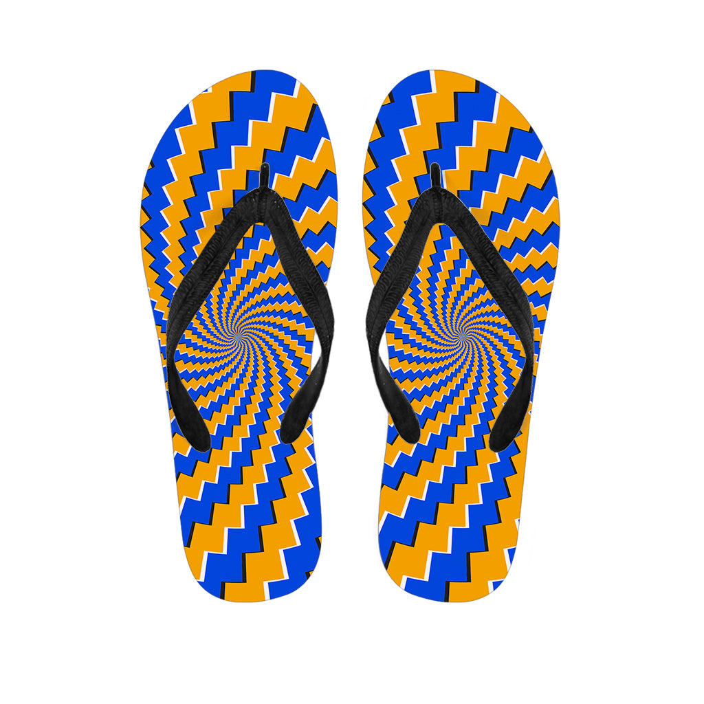 Yellow Spiral Moving Optical Illusion Flip Flops