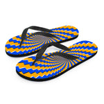 Yellow Spiral Moving Optical Illusion Flip Flops