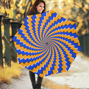 Yellow Spiral Moving Optical Illusion Foldable Umbrella