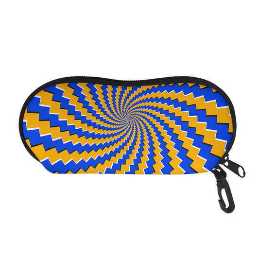 Yellow Spiral Moving Optical Illusion Glasses Case
