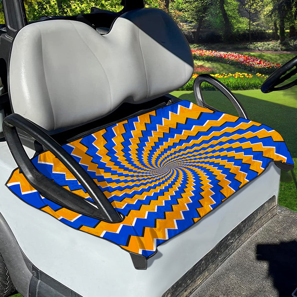 Yellow Spiral Moving Optical Illusion Golf Cart Seat Cover