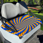Yellow Spiral Moving Optical Illusion Golf Cart Seat Cover