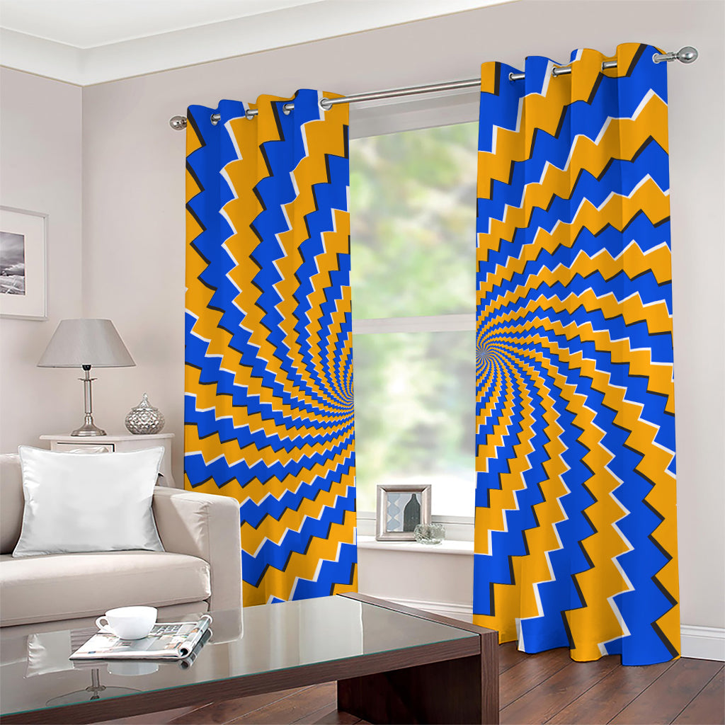 Yellow Spiral Moving Optical Illusion Grommet Curtains