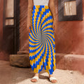 Yellow Spiral Moving Optical Illusion Harem Pants
