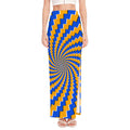 Yellow Spiral Moving Optical Illusion High Slit Maxi Skirt
