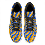 Yellow Spiral Moving Optical Illusion High Top Leather Sneakers