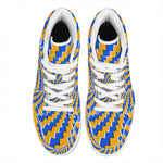 Yellow Spiral Moving Optical Illusion High Top Leather Sneakers