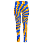 Yellow Spiral Moving Optical Illusion High-Waisted Pocket Leggings