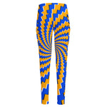 Yellow Spiral Moving Optical Illusion High-Waisted Pocket Leggings