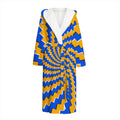 Yellow Spiral Moving Optical Illusion Hooded Bathrobe