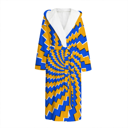 Yellow Spiral Moving Optical Illusion Hooded Bathrobe