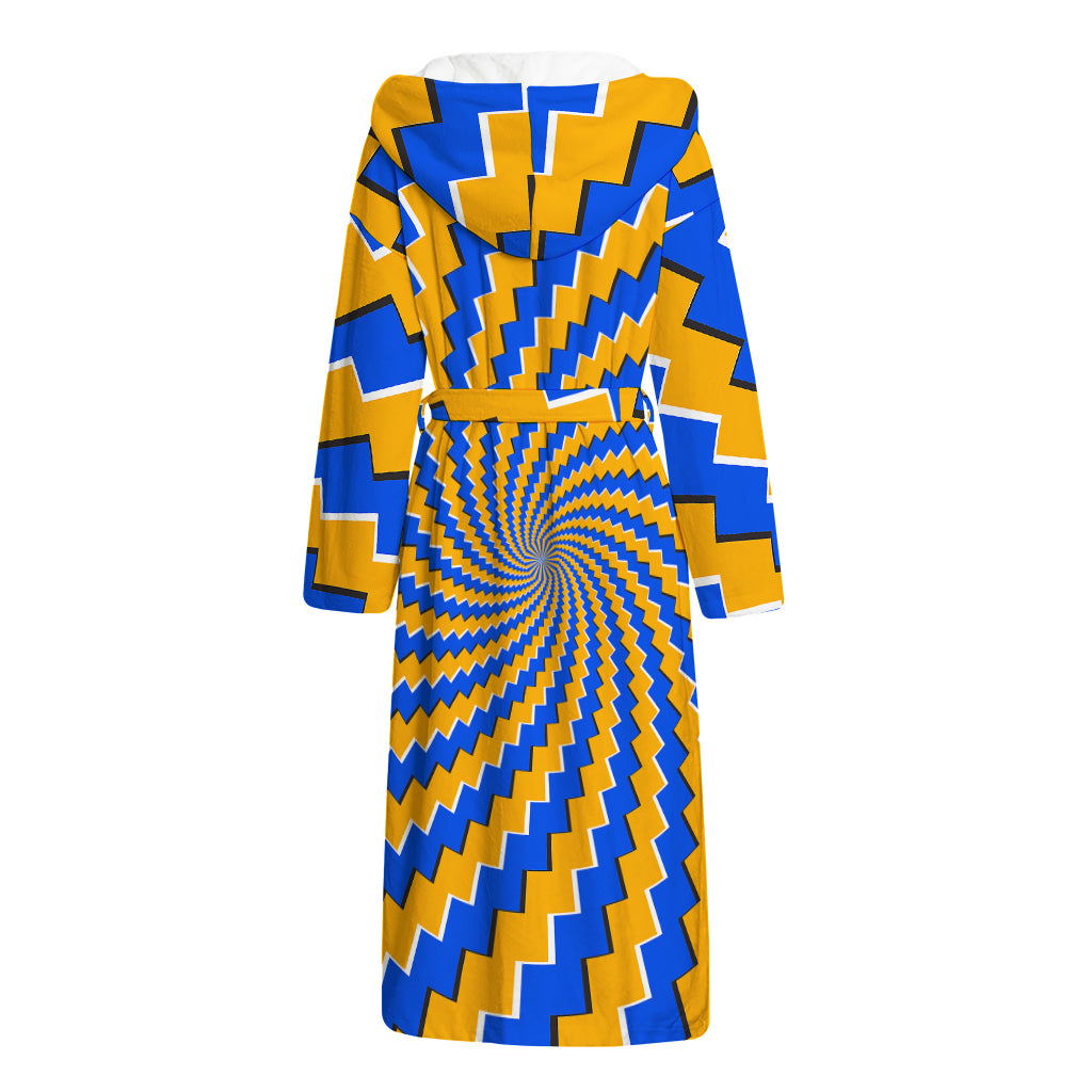 Yellow Spiral Moving Optical Illusion Hooded Bathrobe