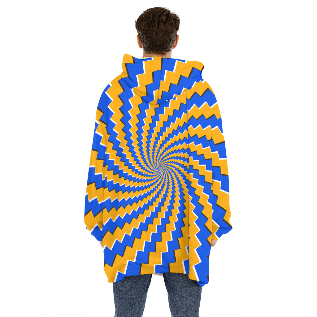 Yellow Spiral Moving Optical Illusion Hoodie Blanket