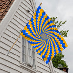 Yellow Spiral Moving Optical Illusion House Flag