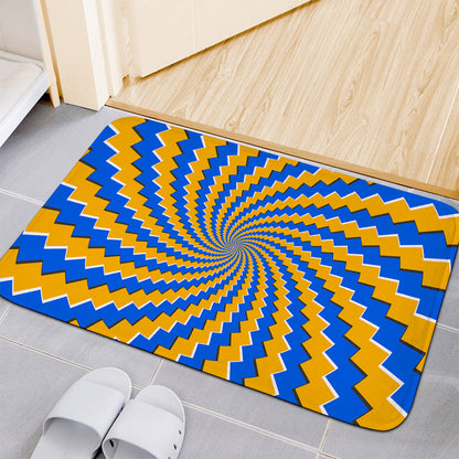 Yellow Spiral Moving Optical Illusion Indoor Door Mat