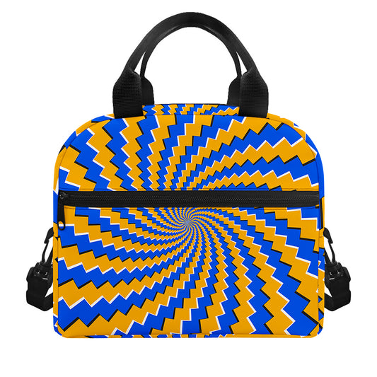 Yellow Spiral Moving Optical Illusion Insulated Lunch Bag