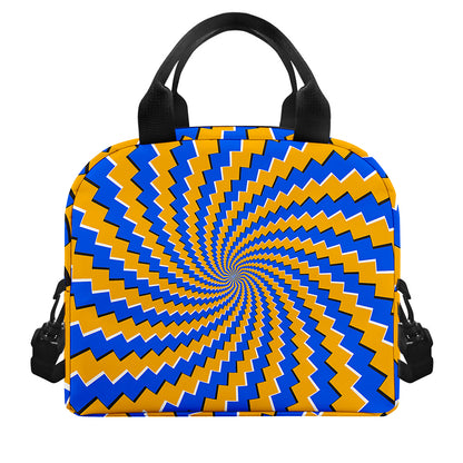 Yellow Spiral Moving Optical Illusion Insulated Lunch Bag