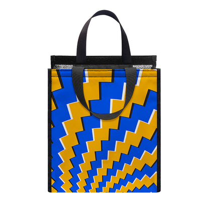 Yellow Spiral Moving Optical Illusion Insulated Lunch Tote