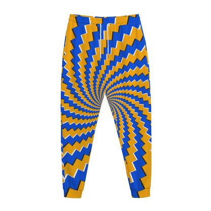 Yellow Spiral Moving Optical Illusion Jogger Pants