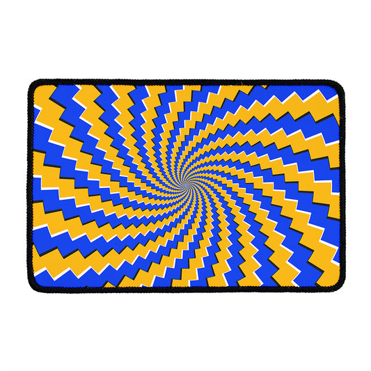 Yellow Spiral Moving Optical Illusion Kitchen Mat