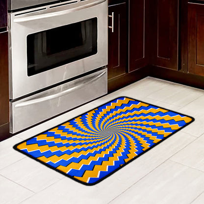 Yellow Spiral Moving Optical Illusion Kitchen Mat