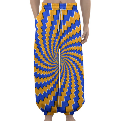 Yellow Spiral Moving Optical Illusion Lantern Pants