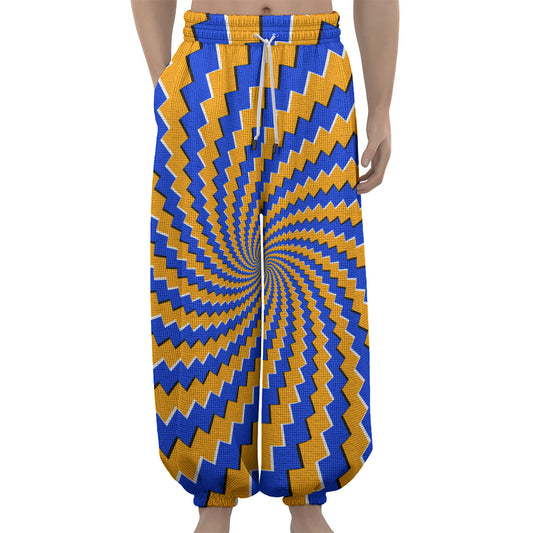 Yellow Spiral Moving Optical Illusion Lantern Pants