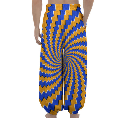 Yellow Spiral Moving Optical Illusion Lantern Pants