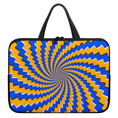 Yellow Spiral Moving Optical Illusion Laptop Sleeve With Handle