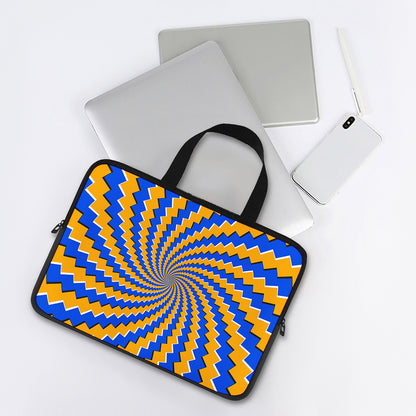 Yellow Spiral Moving Optical Illusion Laptop Sleeve With Handle