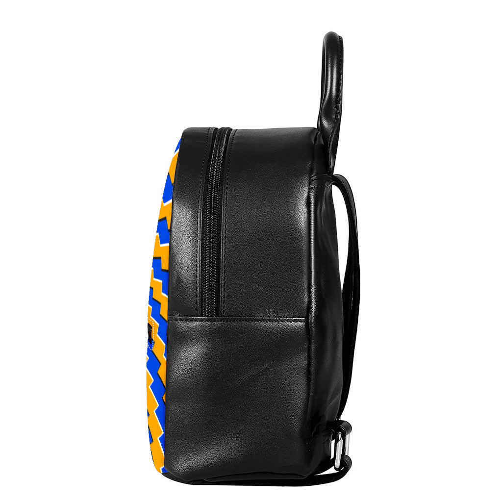 Yellow Spiral Moving Optical Illusion Leather Backpack
