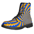 Yellow Spiral Moving Optical Illusion Lace-Up Boots