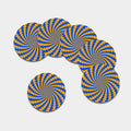 Yellow Spiral Moving Optical Illusion Leather Coaster Set