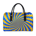 Yellow Spiral Moving Optical Illusion Leather Duffel Bag