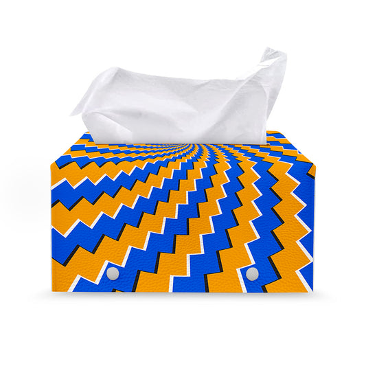 Yellow Spiral Moving Optical Illusion Leather Tissue Box Cover