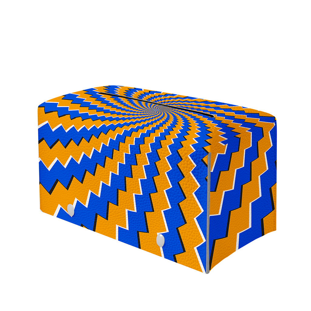 Yellow Spiral Moving Optical Illusion Leather Tissue Box Cover