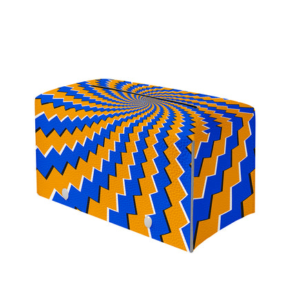 Yellow Spiral Moving Optical Illusion Leather Tissue Box Cover