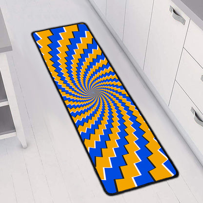 Yellow Spiral Moving Optical Illusion Long Kitchen Mat