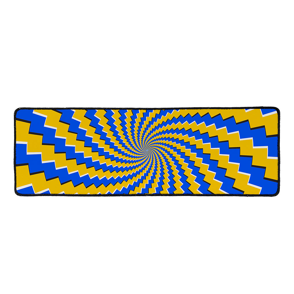 Yellow Spiral Moving Optical Illusion Long Kitchen Mat