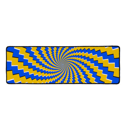 Yellow Spiral Moving Optical Illusion Long Kitchen Mat
