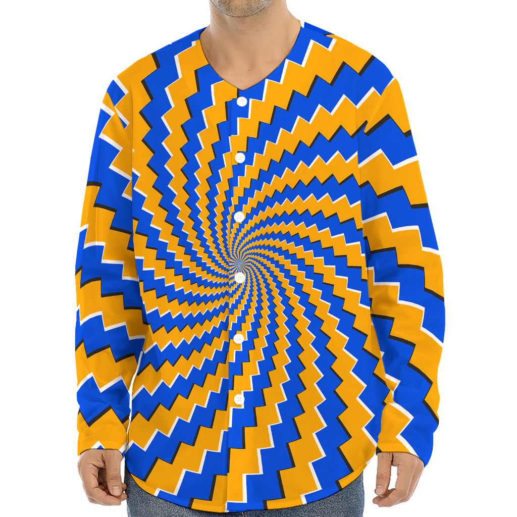 Yellow Spiral Moving Optical Illusion Long Sleeve Baseball Jersey