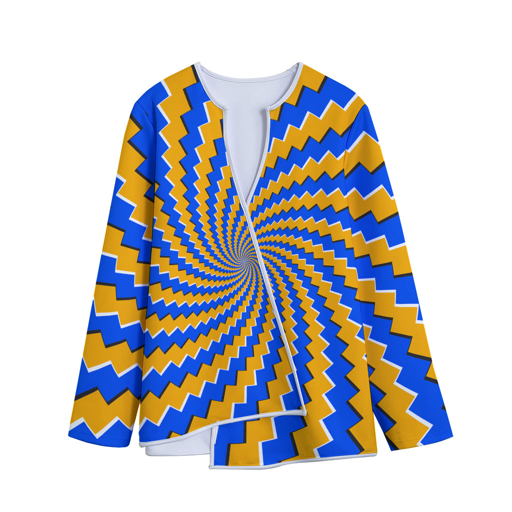 Yellow Spiral Moving Optical Illusion Long Sleeve Short Coat