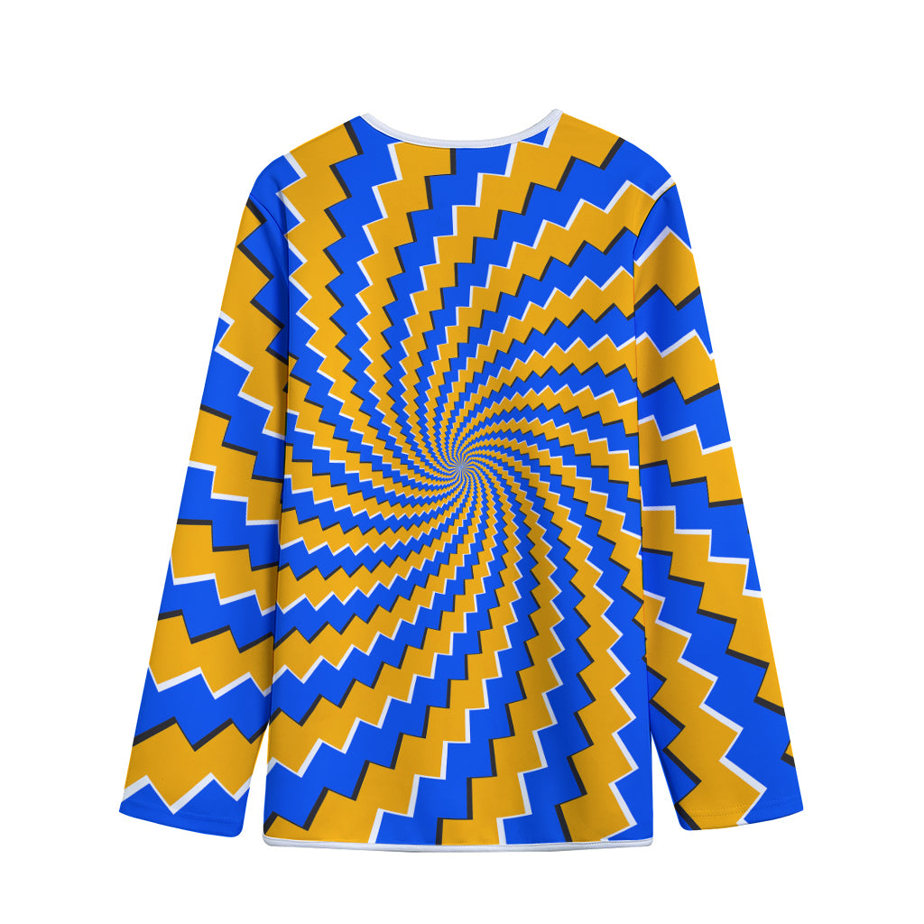 Yellow Spiral Moving Optical Illusion Long Sleeve Short Coat