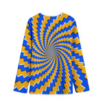 Yellow Spiral Moving Optical Illusion Long Sleeve Short Coat