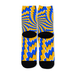 Yellow Spiral Moving Optical Illusion Long Socks