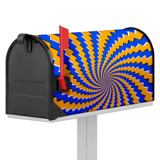 Yellow Spiral Moving Optical Illusion Mailbox Cover